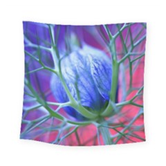 Blue Flowers With Thorns Square Tapestry (Small)