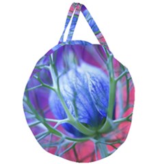 Blue Flowers With Thorns Giant Round Zipper Tote