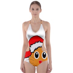 Cat Christmas Cartoon Clip Art Cut-out One Piece Swimsuit