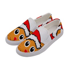 Cat Christmas Cartoon Clip Art Women s Canvas Slip Ons by Sapixe