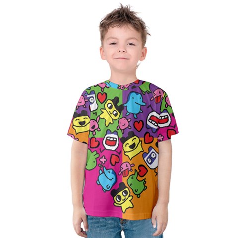 Cartoon Pattern Kids  Cotton Tee by Sapixe