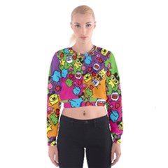 Cartoon Pattern Cropped Sweatshirt by Sapixe