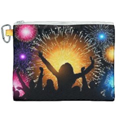 Celebration Night Sky With Fireworks In Various Colors Canvas Cosmetic Bag (xxl)