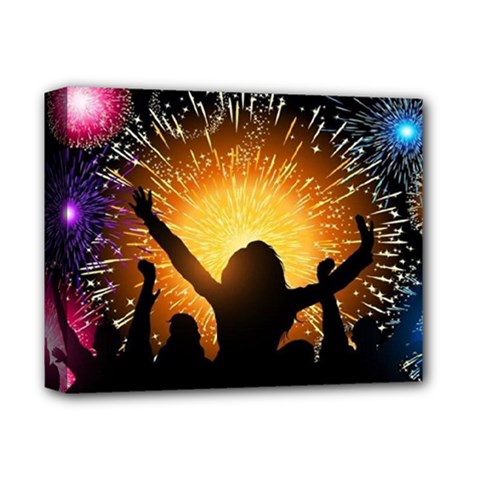 Celebration Night Sky With Fireworks In Various Colors Deluxe Canvas 14  X 11  by Sapixe