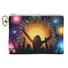 Celebration Night Sky With Fireworks In Various Colors Canvas Cosmetic Bag (xl)