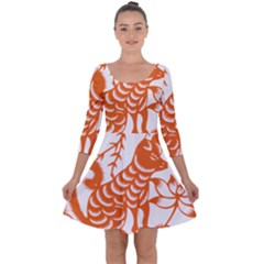 Chinese Zodiac Dog Quarter Sleeve Skater Dress