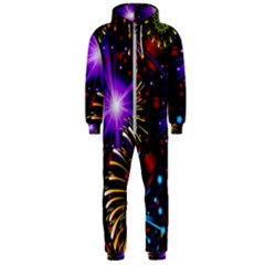 Celebration Fireworks In Red Blue Yellow And Green Color Hooded Jumpsuit (men) 