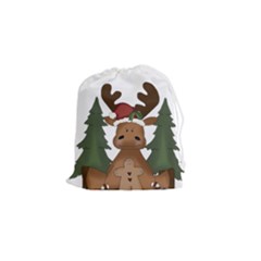 Christmas Moose Drawstring Pouches (small)  by Sapixe