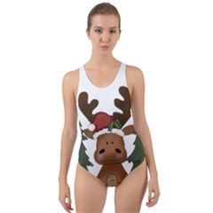 Christmas Moose Cut-out Back One Piece Swimsuit