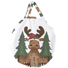 Christmas Moose Giant Round Zipper Tote by Sapixe