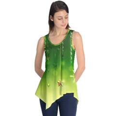 Christmas Green Background Stars Snowflakes Decorative Ornaments Pictures Sleeveless Tunic by Sapixe