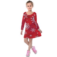 Christmas Pattern Kids  Long Sleeve Velvet Dress