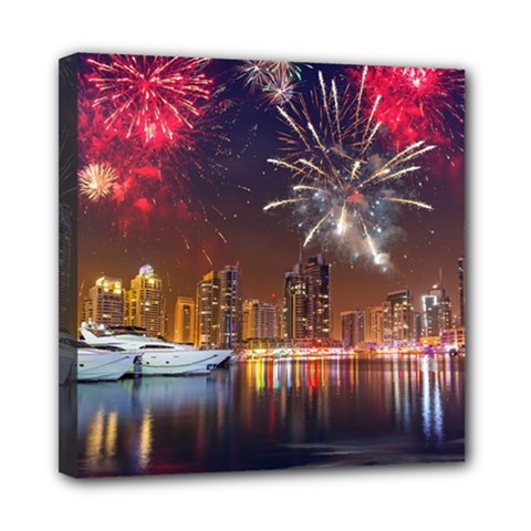 Christmas Night In Dubai Holidays City Skyscrapers At Night The Sky Fireworks Uae Multi Function Bag	 by Sapixe