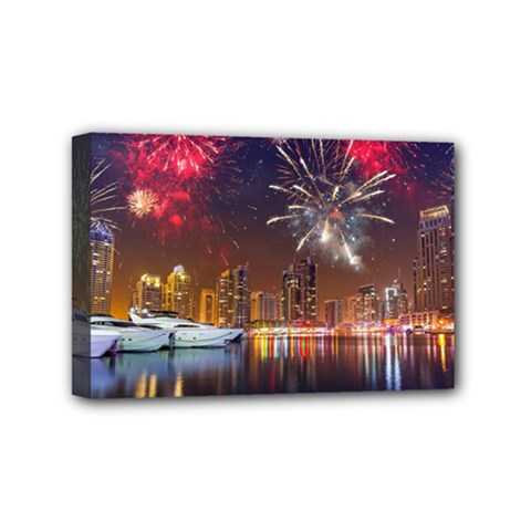 Christmas Night In Dubai Holidays City Skyscrapers At Night The Sky Fireworks Uae Mini Canvas 6  X 4 