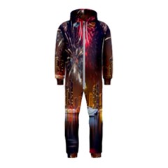 Christmas Night In Dubai Holidays City Skyscrapers At Night The Sky Fireworks Uae Hooded Jumpsuit (kids) by Sapixe