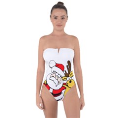 Christmas Santa Claus Tie Back One Piece Swimsuit