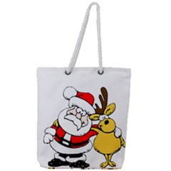 Christmas Santa Claus Full Print Rope Handle Tote (large)