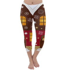 Christmas House Clipart Capri Winter Leggings 