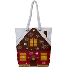 Christmas House Clipart Full Print Rope Handle Tote (small) by Sapixe