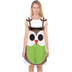 Clip Art Animals Owl Capsleeve Midi Dress