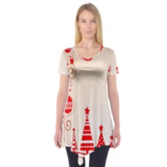 Christmas Clipart Wallpaper Short Sleeve Tunic 