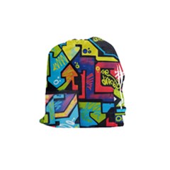 Urban Graffiti Movie Theme Productor Colorful Abstract Arrows Drawstring Pouches (medium)  by genx