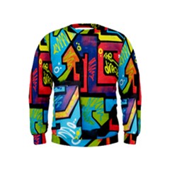 Urban Graffiti Movie Theme Productor Colorful Abstract Arrows Kids  Sweatshirt by genx