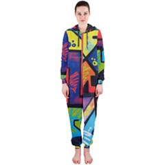 Urban Graffiti Movie Theme Productor Colorful Abstract Arrows Hooded Jumpsuit (ladies)  by genx