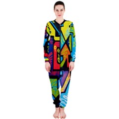 Urban Graffiti Movie Theme Productor Colorful Abstract Arrows Onepiece Jumpsuit (ladies)  by genx