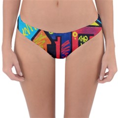 Urban Graffiti Movie Theme Productor Colorful Abstract Arrows Reversible Hipster Bikini Bottoms by genx