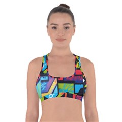 Urban Graffiti Movie Theme Productor Colorful Abstract Arrows Cross Back Sports Bra by genx