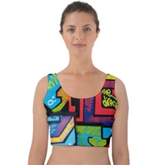 Urban Graffiti Movie Theme Productor Colorful Abstract Arrows Velvet Crop Top by genx