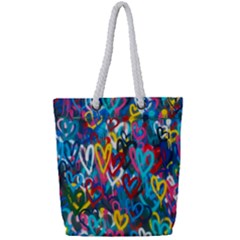 Graffiti Hearts Street Art Spray Paint Rad Full Print Rope Handle Tote (small) by genx