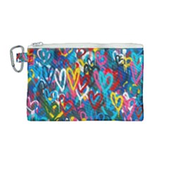 Graffiti Hearts Street Art Spray Paint Rad Canvas Cosmetic Bag (medium) by genx