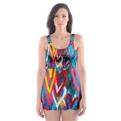 Graffiti Hearts Street Art Spray Paint Rad Skater Dress Swimsuit by genx