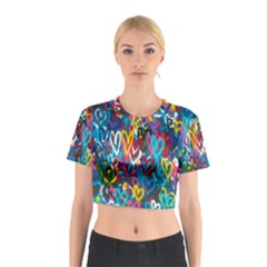 Graffiti Hearts Street Art Spray Paint Rad Cotton Crop Top by genx