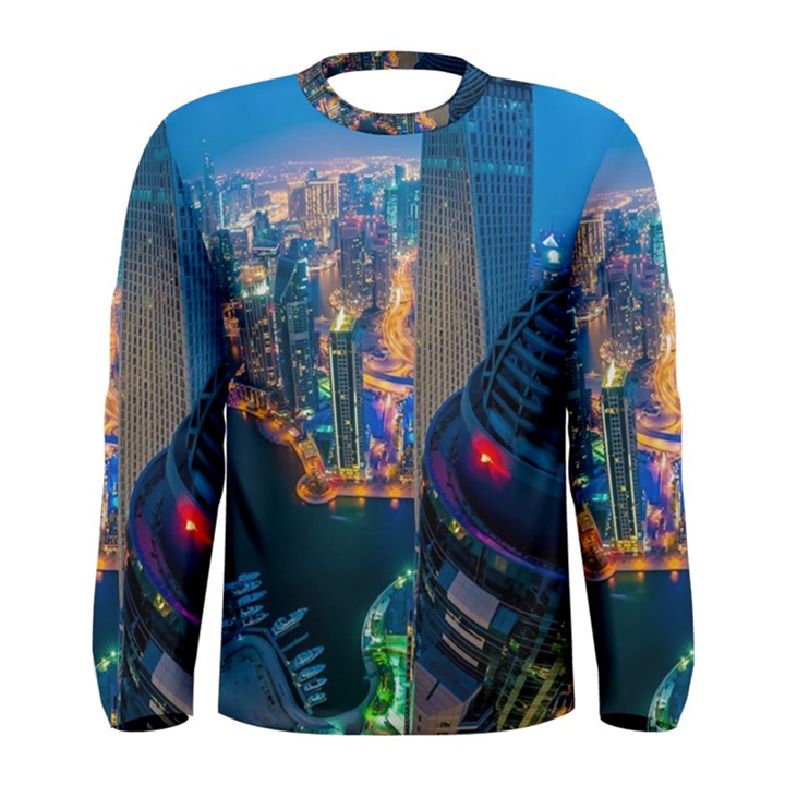 City Dubai Photograph From The Top Of Skyscrapers United Arab Emirates Men s Long Sleeve Tee