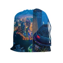 City Dubai Photograph From The Top Of Skyscrapers United Arab Emirates Drawstring Pouches (Extra Large)