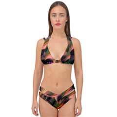 Color Burst Abstract Double Strap Halter Bikini Set by Sapixe