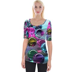 Colorful Balls Of Glass 3d Wide Neckline Tee