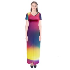 Colorful Glowing Short Sleeve Maxi Dress