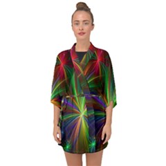 Colorful Firework Celebration Graphics Half Sleeve Chiffon Kimono by Sapixe