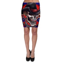 Confederate Flag Usa America United States Csa Civil War Rebel Dixie Military Poster Skull Bodycon Skirt by Sapixe