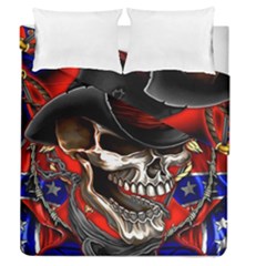 Confederate Flag Usa America United States Csa Civil War Rebel Dixie Military Poster Skull Duvet Cover Double Side (queen Size) by Sapixe