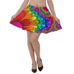 Colorful Trippy Velvet Skater Skirt by Sapixe