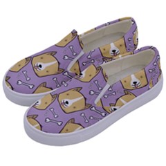 Dog Pattern Kids  Canvas Slip Ons by Sapixe