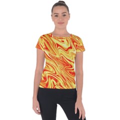 Orange Liquid  Short Sleeve Sports Top  by berwies