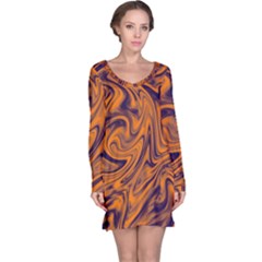 Orange And Purple Liquid Long Sleeve Nightdress by berwies