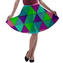 Background Geometric Triangle A-line Skater Skirt by Nexatart