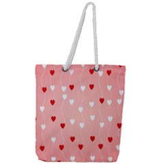 Heart Shape Background Love Full Print Rope Handle Tote (large)